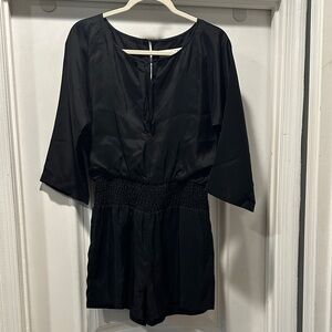 Trina Turk Black Satin Romper